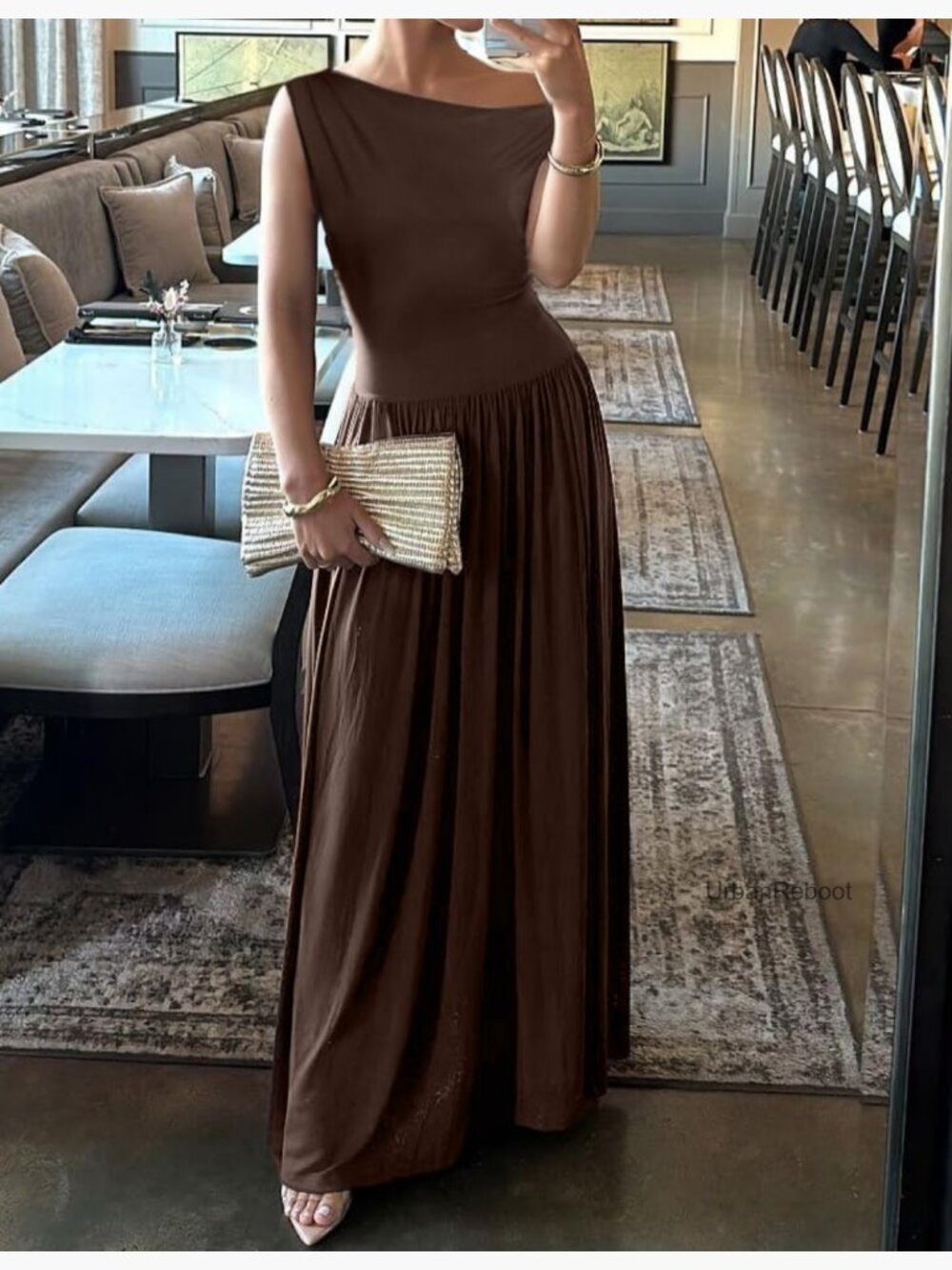 Sleeveless One Shoulder Maxi Dress with Pockets - Picture 5 of 7